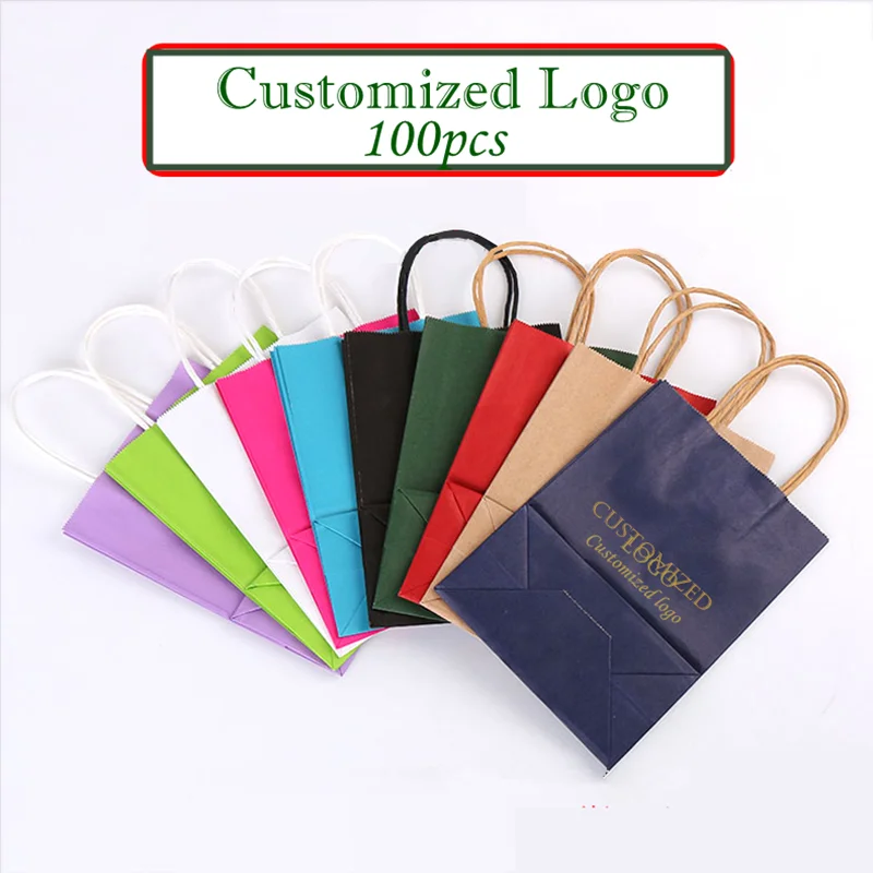 

gift bag Customized logo Multifunction soft color paper bag with handles Festival gift bag shopping bags kraft paper packing bag