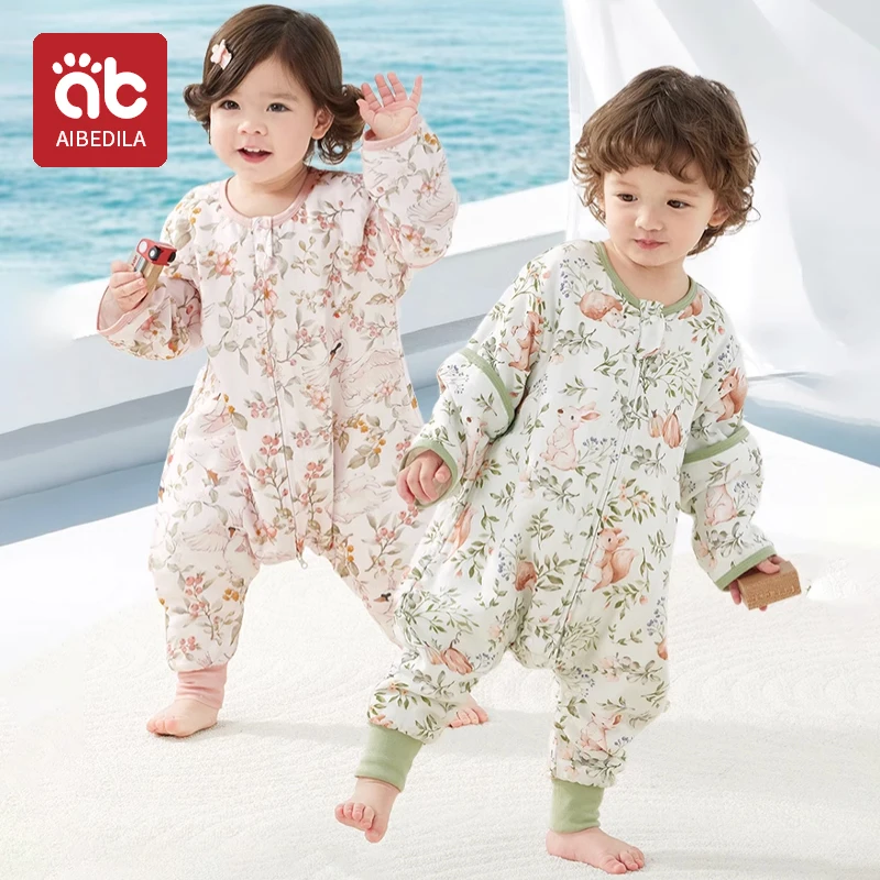 AIBEDILA Çocuk Romper Elbise Kısa Uzun Kollu Dut Ipek Bodysuit Kostüm İlkbahar Yaz Nefes Bebek Tulum Pijama