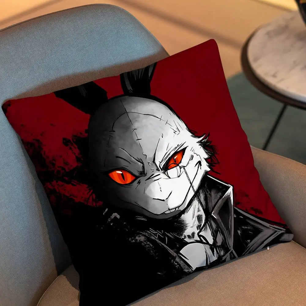Halloween White Rabbit Devil Pillow Case Anti-dustmite Pillowcase Invisible zipper silky short plush Sofa cushion cover - view 5