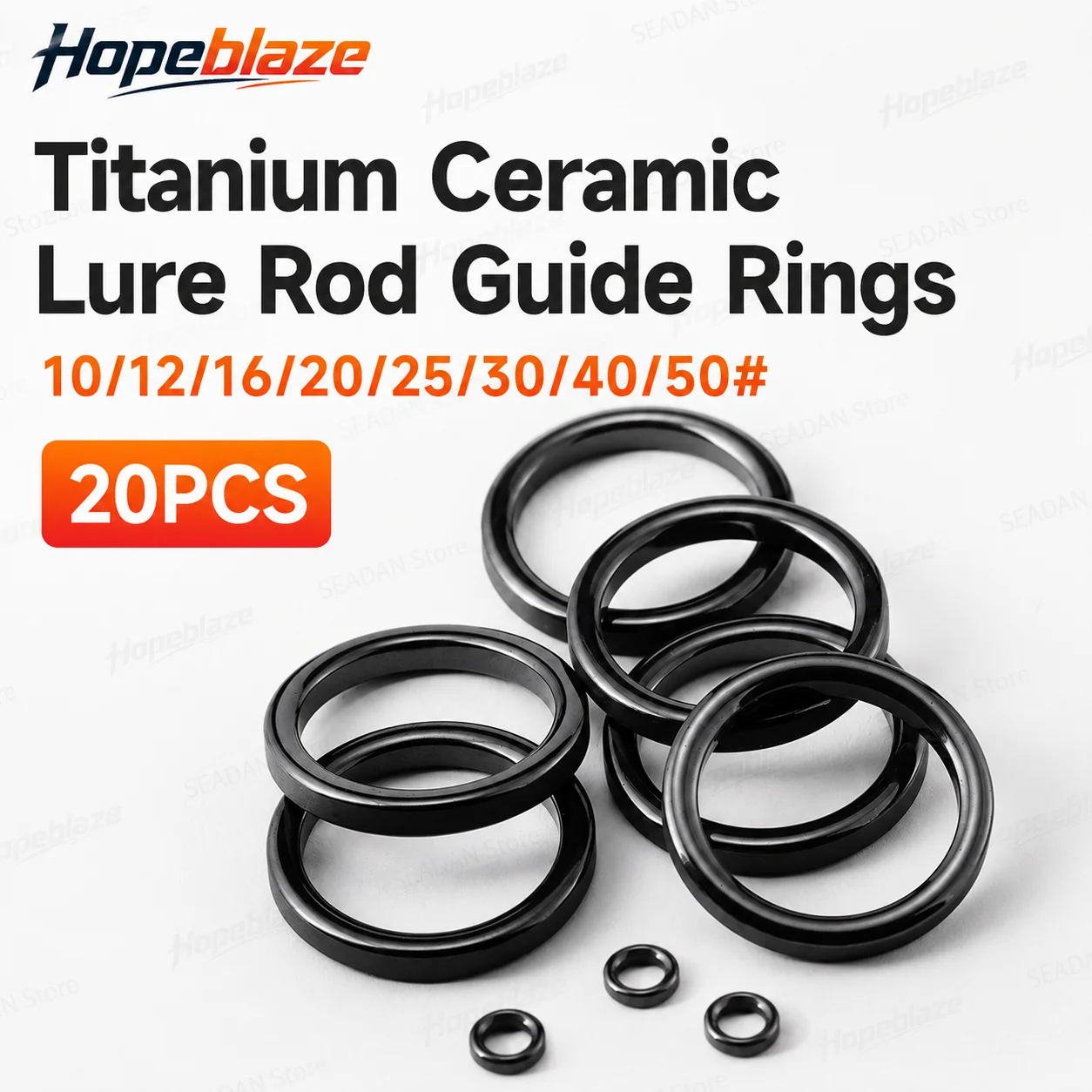 Hopeblaze Black Titanium Oxide Ceramic Guide Ring 10-50# Anti-slip Heat Dissipate Insert Sea Casting Heavy Rod Building Parts