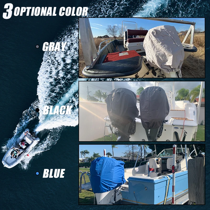 15-300HP 600D Boat Engine Cover Waterproof Yacht Half Outboard Engine Motor Cover Dustproof Marine Engine Protector Cover Canvas