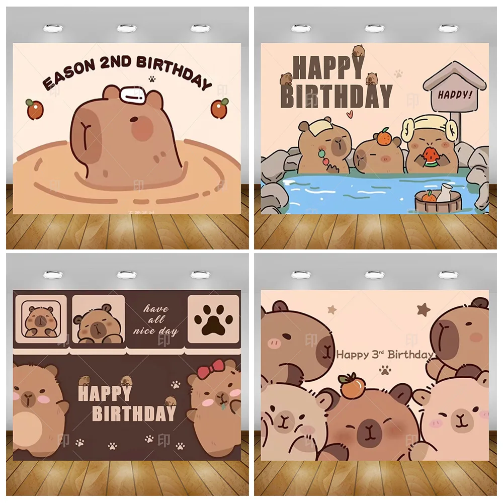 Cute Capybara Theme Background Birthday Party Decoration Children Gifts Room Decoration Banner Kids Photography Background