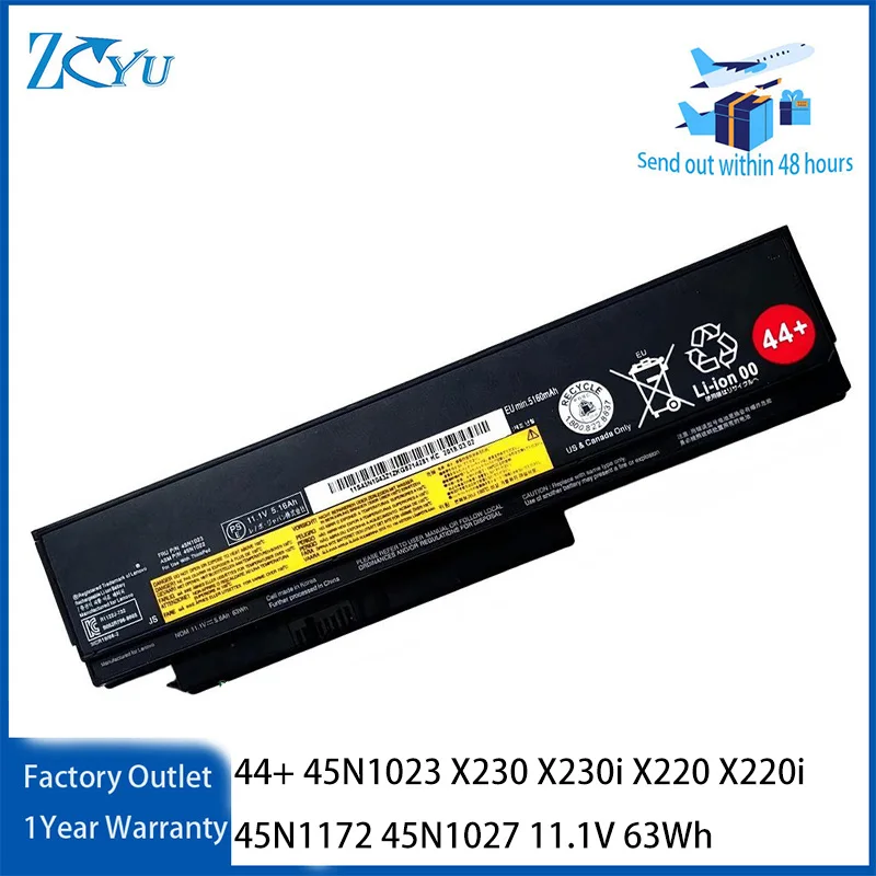 44+ 45N1023 Laptop Battery for Lenovo ThinkPad X230 X230i X220 X220i 45N1172 45N1027 11.1V 63Wh
