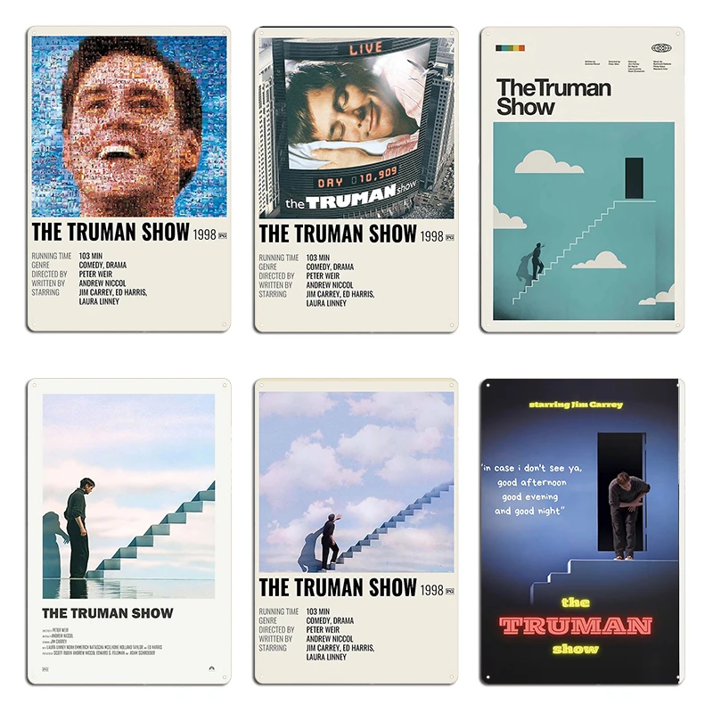 постер фильма The Truman Show от Peter Weir (1998) Фильм HD Металлическая печать Гаражные таблички Настенный декор Дизайн Бар Оловянная вывеска