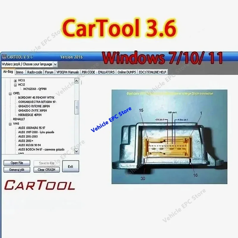 2026 hot selling newest  for CarTool 3.6 Car tool for Immo and Airbag Reset Car repair software Windows 7/ 10/  11