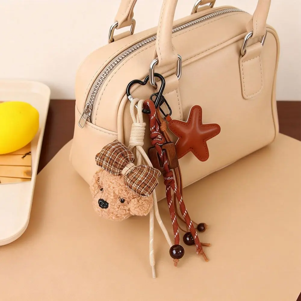 

Five Pointed Star Little Dog Keychain Bag Hanging Woven Rope Design Little Dog Pendant Car Key Ring Valentine's Day