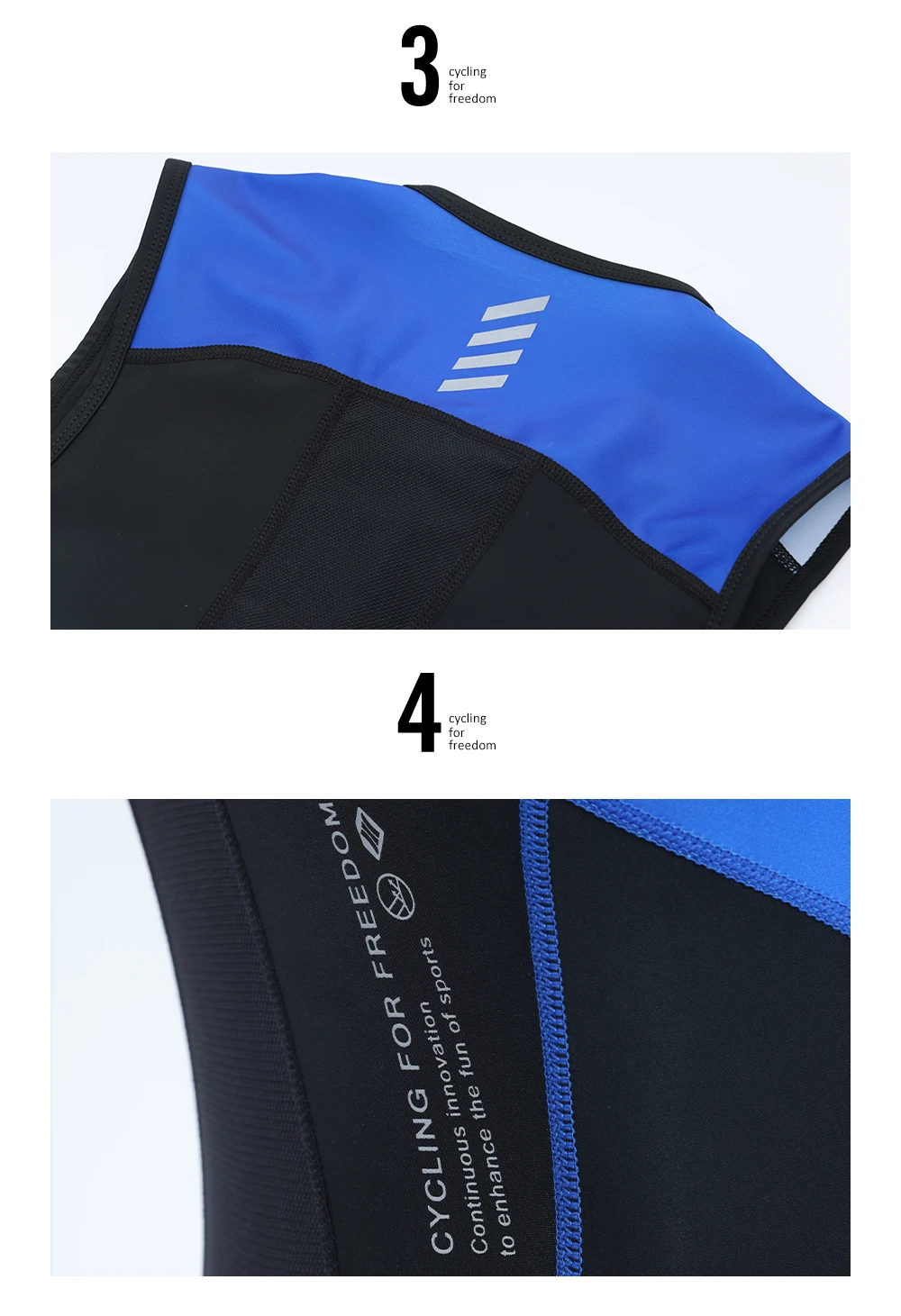 Santic Herren-Triathlon-Radanzüge, ärmellos, mit Schwamm gepolstert, schnell trocknend, zum Laufen, Schwimmen, Triathlon KM25C03028 – Detail 7