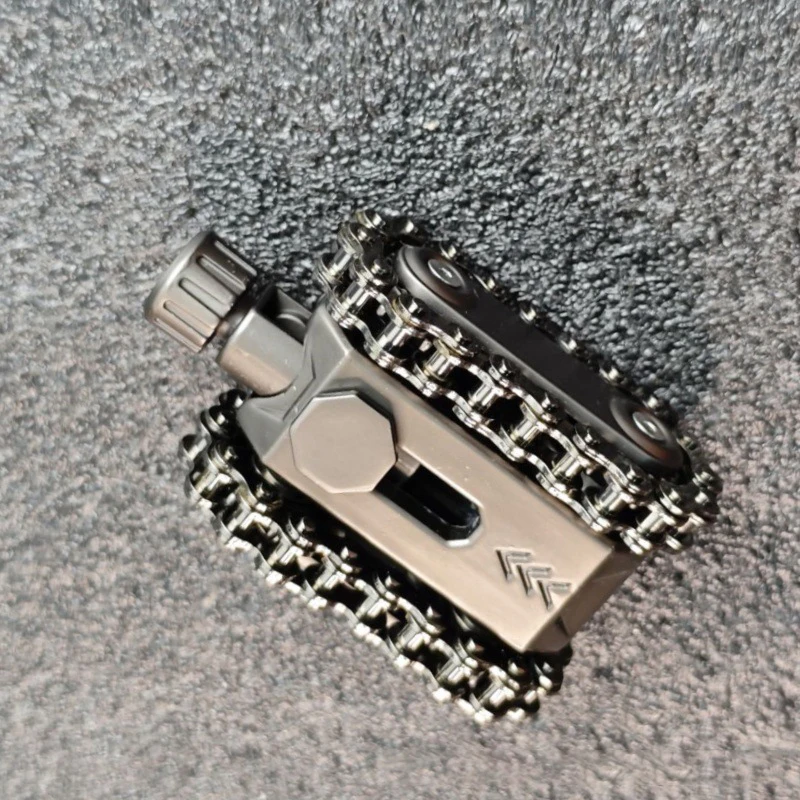 Metal EDC Tank Ratchet Wheel Fidget Roller Magnetic Push Card Mechanical Gear Chain Rotating Push Plate Stress Relief ADHD Toy