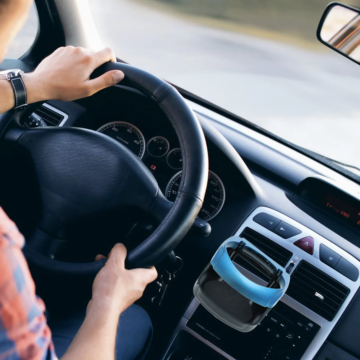 

Auto Car Air Vent Drink Holder Blue ABS Plastic 10x8x6cm Compatible Horizontal Air Conditioning Cup Holder