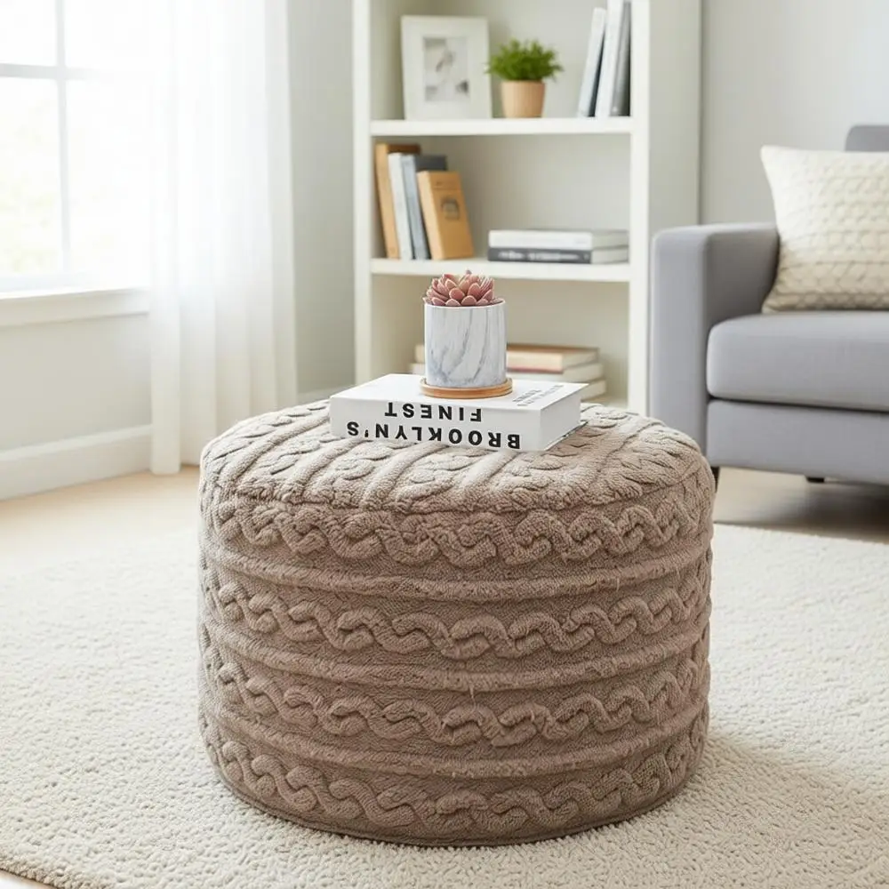 

Круглый пуф (20 дюймов) с высокоэластичным наполнителем, идеально подходит для гостиной или спальни, высота 12 дюймов