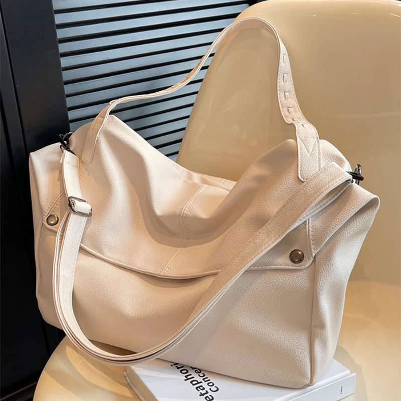 

Large Capacity Solid Color Crossbody Shoulder Bag, Fashion Casual Versatile Shopper Tote Bag,Black/White Elegant Women Handbag