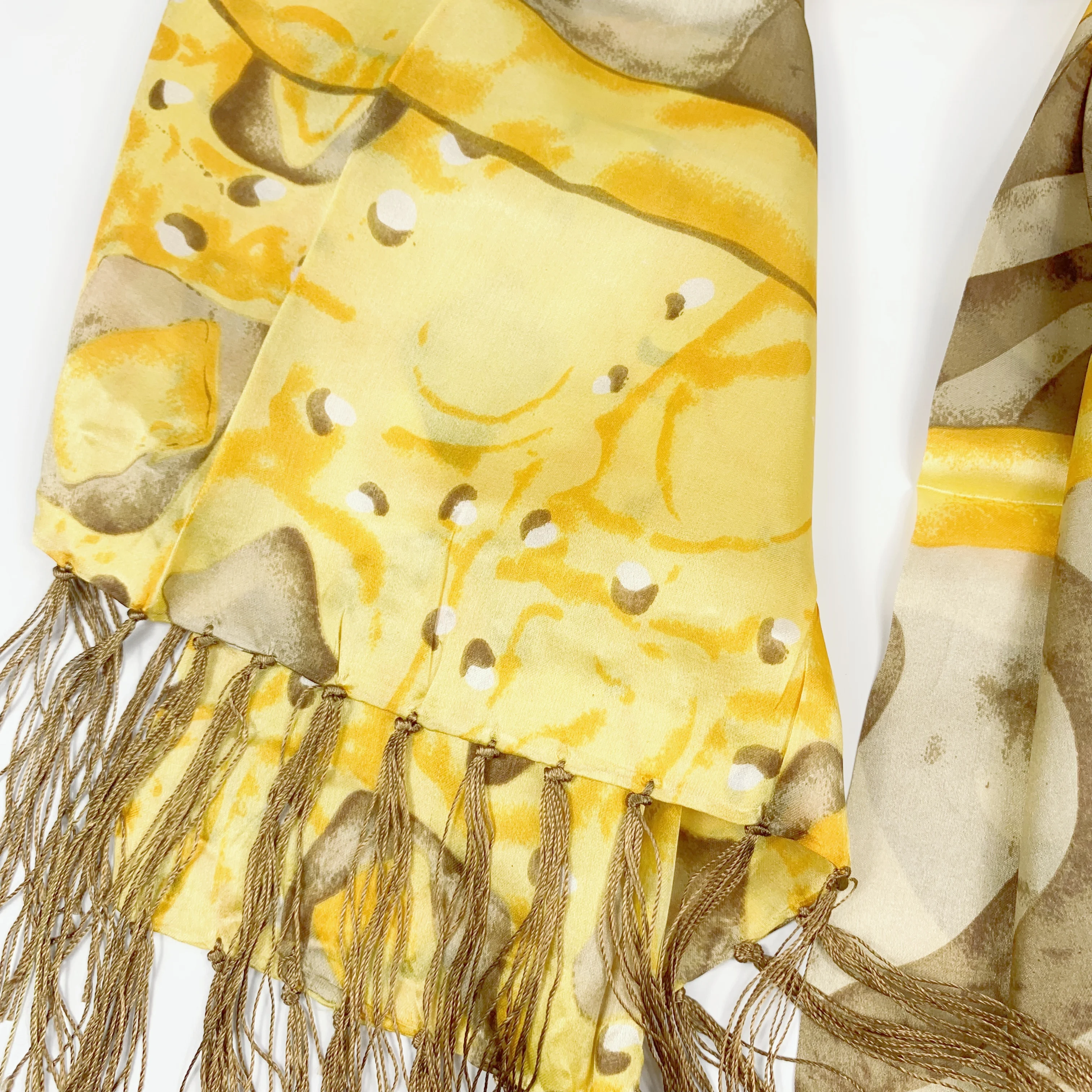 100%  pure silk scarf  scarves  brand new fashion scarves 65Cm*185Cm tassels edging yellow style