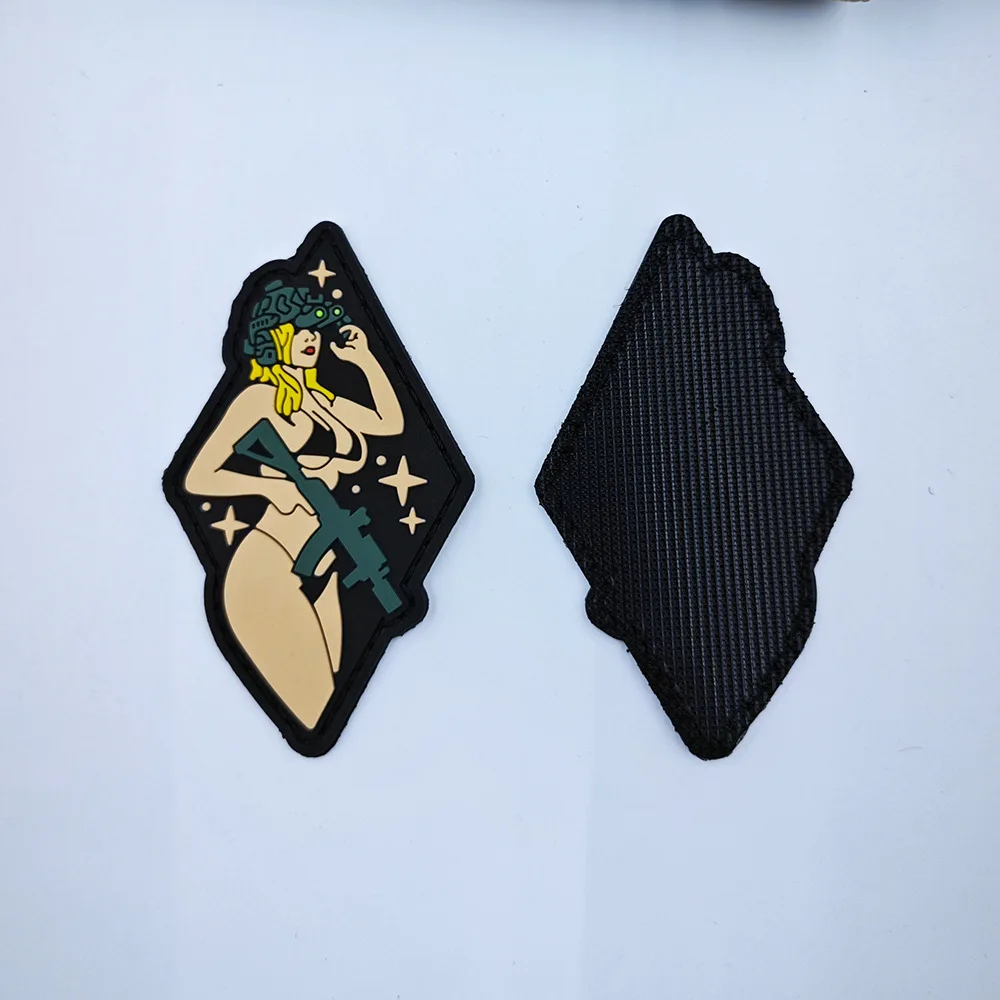 Scout Female Soldiers PVC Tactical Patches Sexy Beauty Hook Patch Military ARMY Skull UV Printing Morale Badge Backpack Stickers