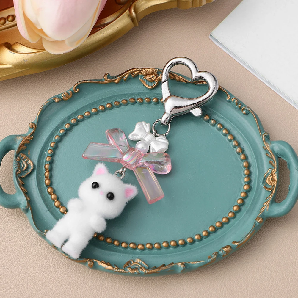 2 Pcs Cat Keychain Backpack Keychains Kawaii Charms Animal Bag Hanging Pendant