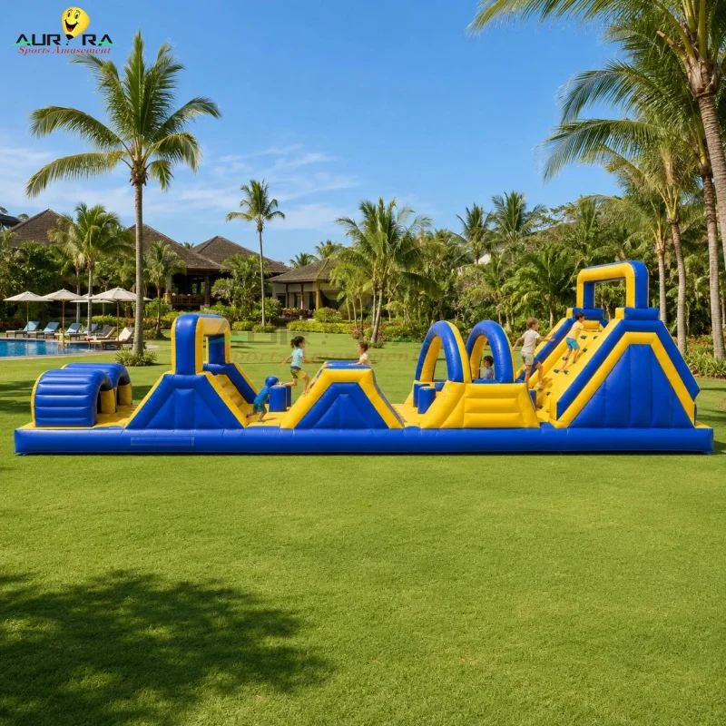 New Style Inflatable Bouncy Obstacle Course Outdoor Bounce House Kids Jumping Obstacle Slide