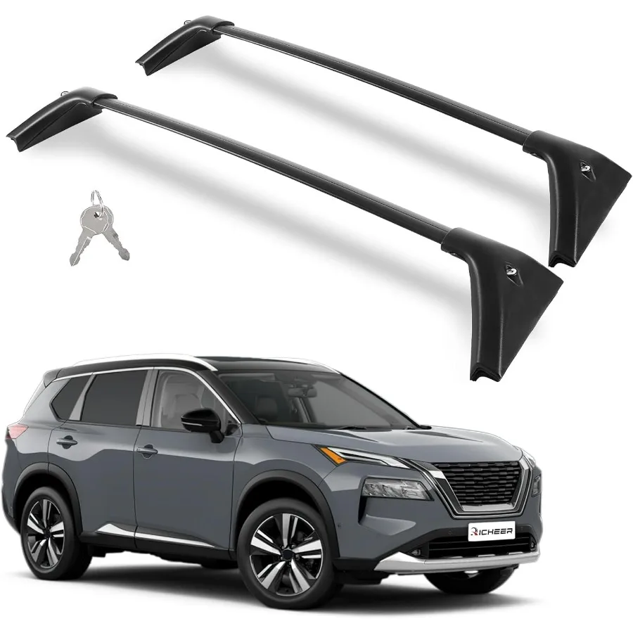 

Сверхмощные алюминиевые поперечины багажника на крышу для 20212025 Rogue SL SV Platinum с боковыми направляющими, предназначенные для грузовых багажников на крыше