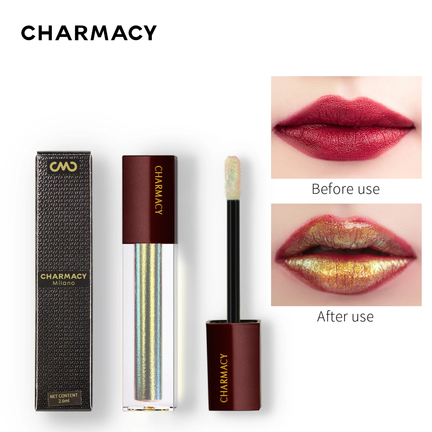 CHARMACY Chameleon Liquid Moisturize Lipgloss Easy to Wear Diamond Shiny Professional Lipstick for Women Makeup Cosmetics