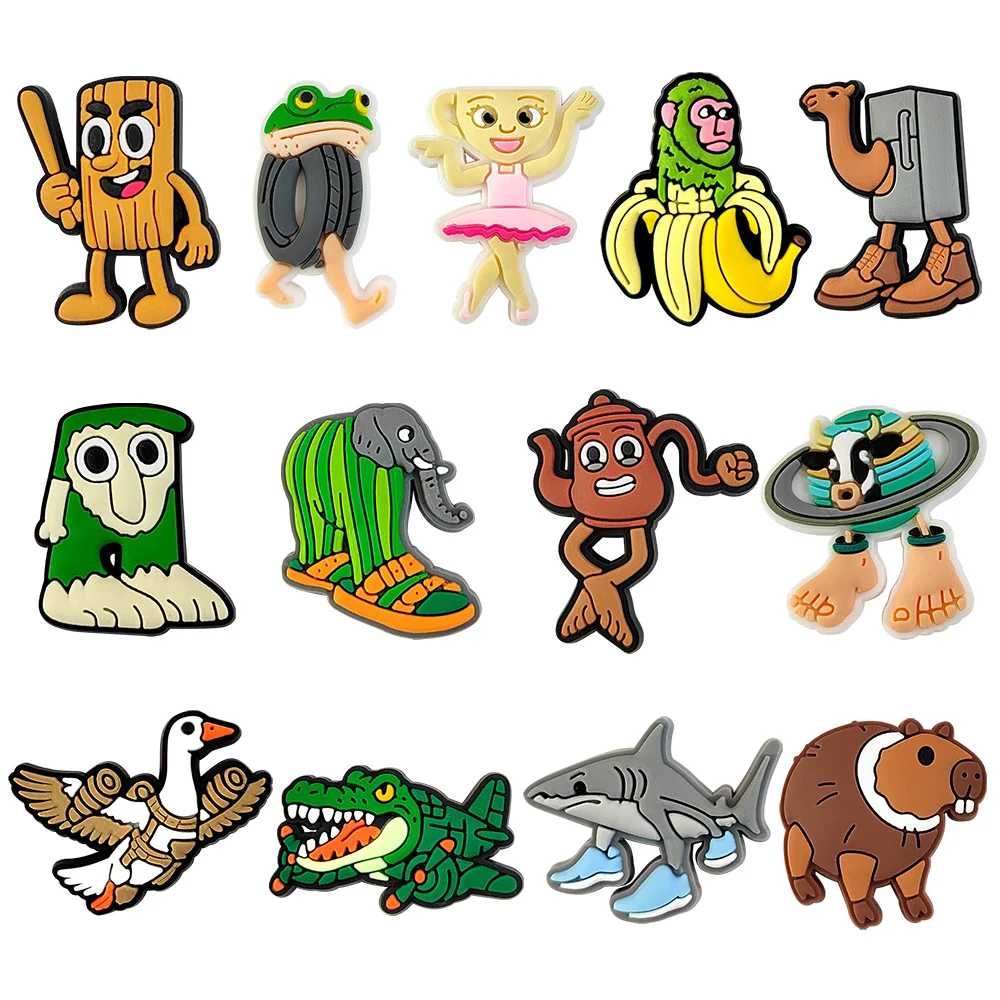 13/50pcs Italian Brainrot Funny Animal Shoe Charms Accessories Children Shoe Decorations Fit Wristband Clogs Sandal Kids Gifts
