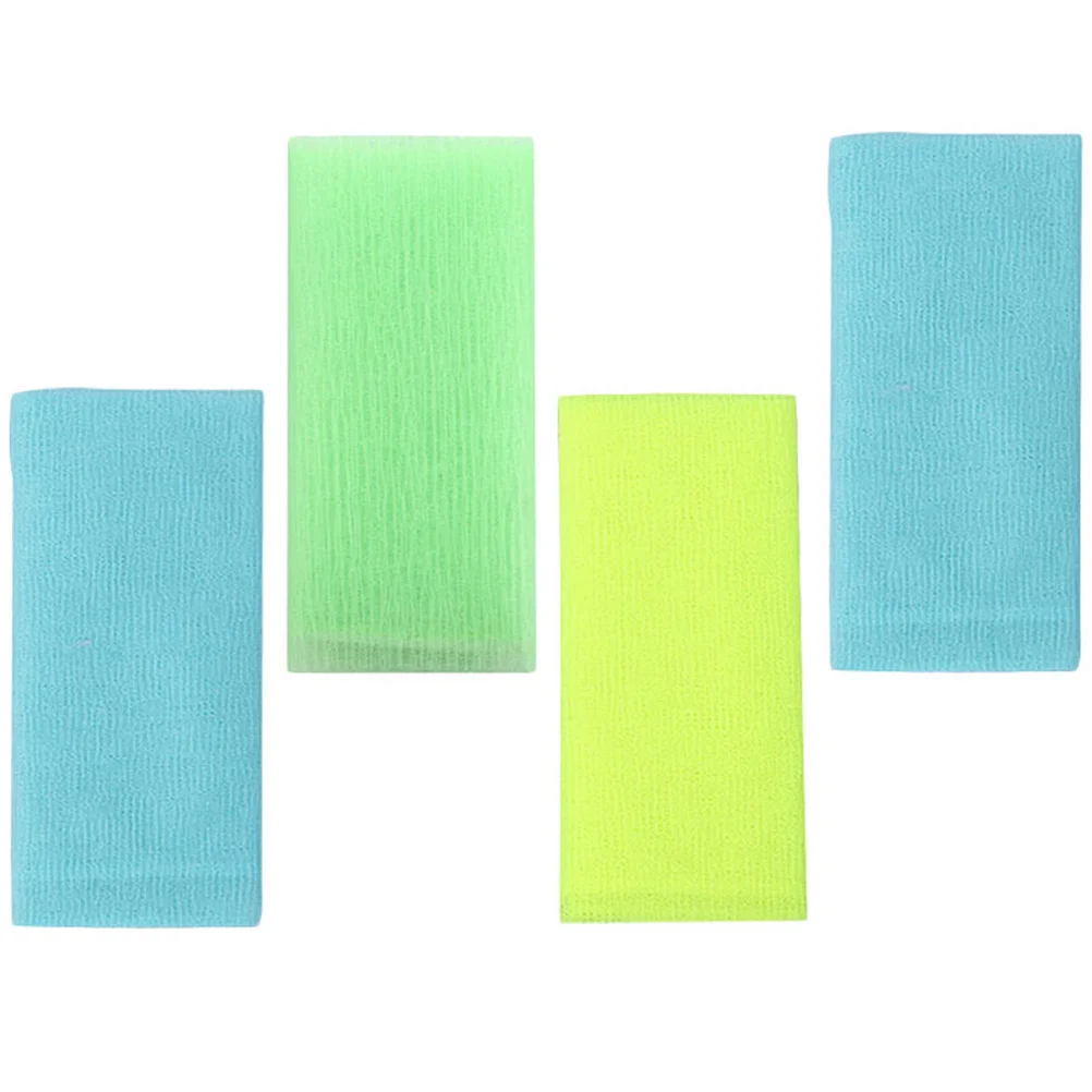 

4Pcs Exfoliating Bath Towel Reinforced Edges Double Stitching Prevent Fraying Oil Clogs Nylon Bath Towels Leg Scrubber