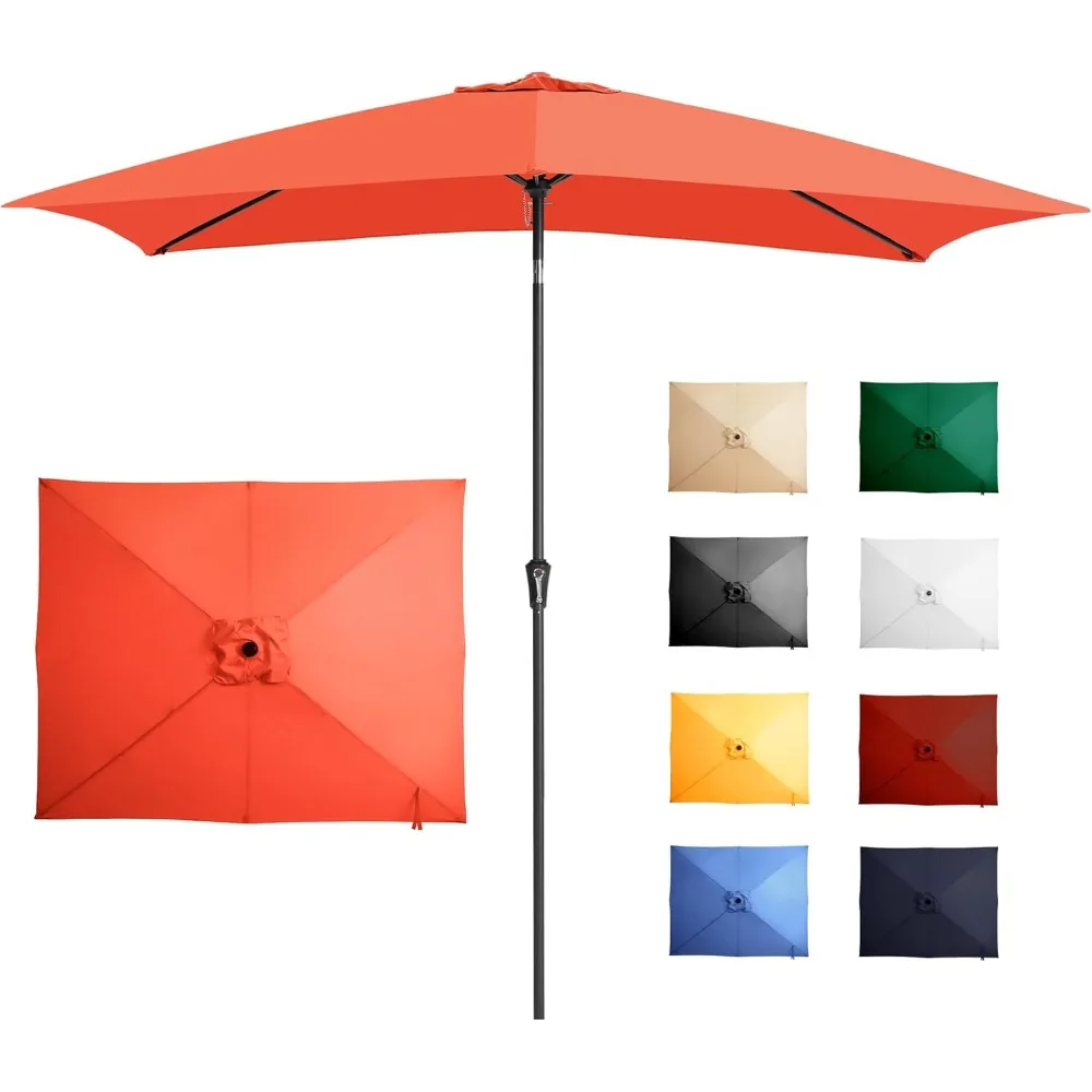 

Прямоугольный зонт для патио 6,5x10 футов, уличный настольный зонт с кнопкой наклона и кривошипом, прямоугольный рыночный зонт с защитой от ультрафиолета