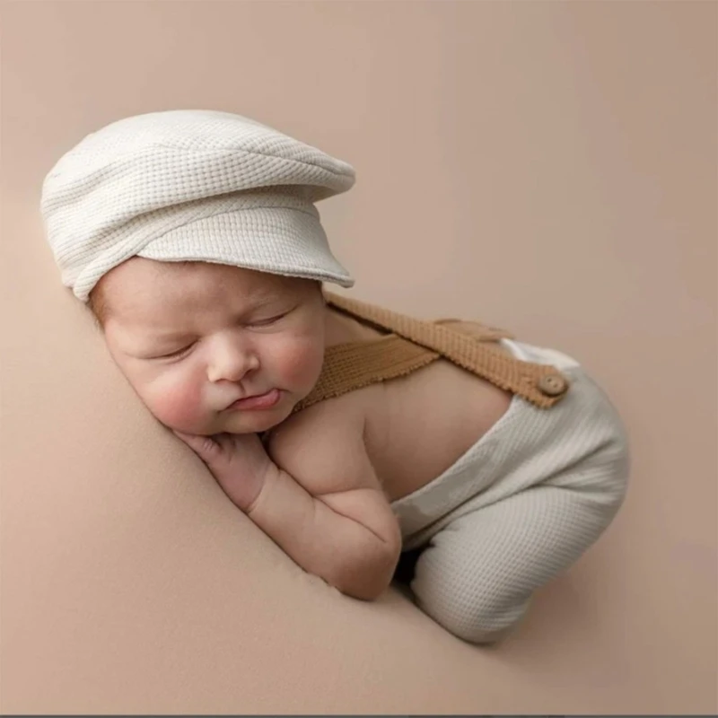 0-1M Newborn Photography Clothes Baby Girl Boy Duckbill Hat with Strap Pants Newborn Photography Props Studio Accessory
