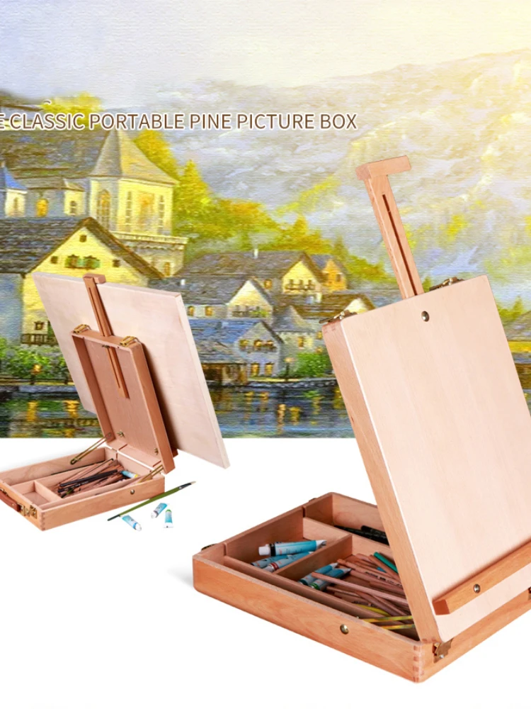 

Wood Easel for Painting Sketch Easel Drawing Desk Table Box Oil Paint Laptop Accessories Painting Art Supplies For Artist Child