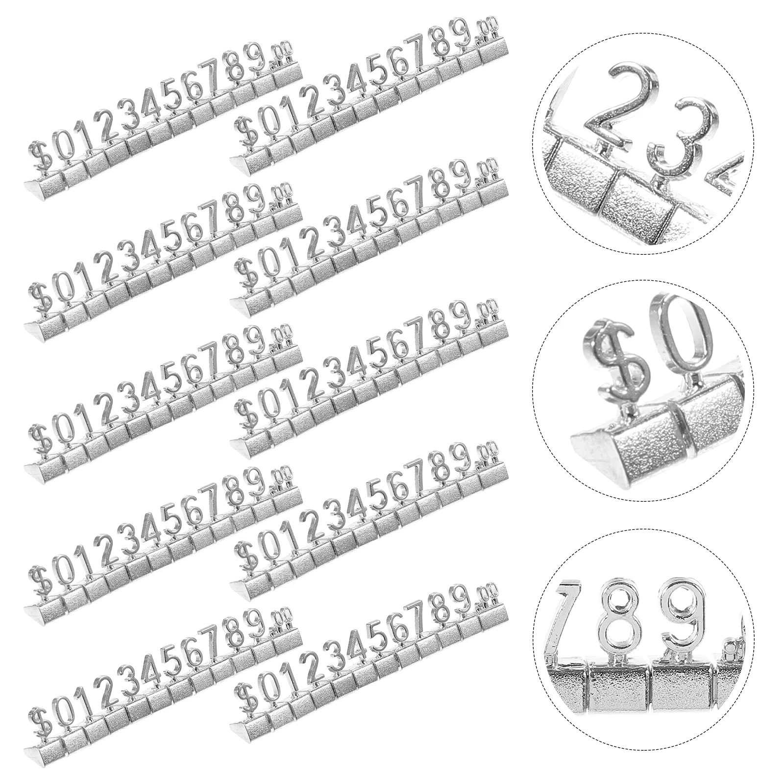 10 Pcs Sticker Metal Price Tag Show Rack Pricing Labels Alloy Stickers for Retail Tags Stand Block