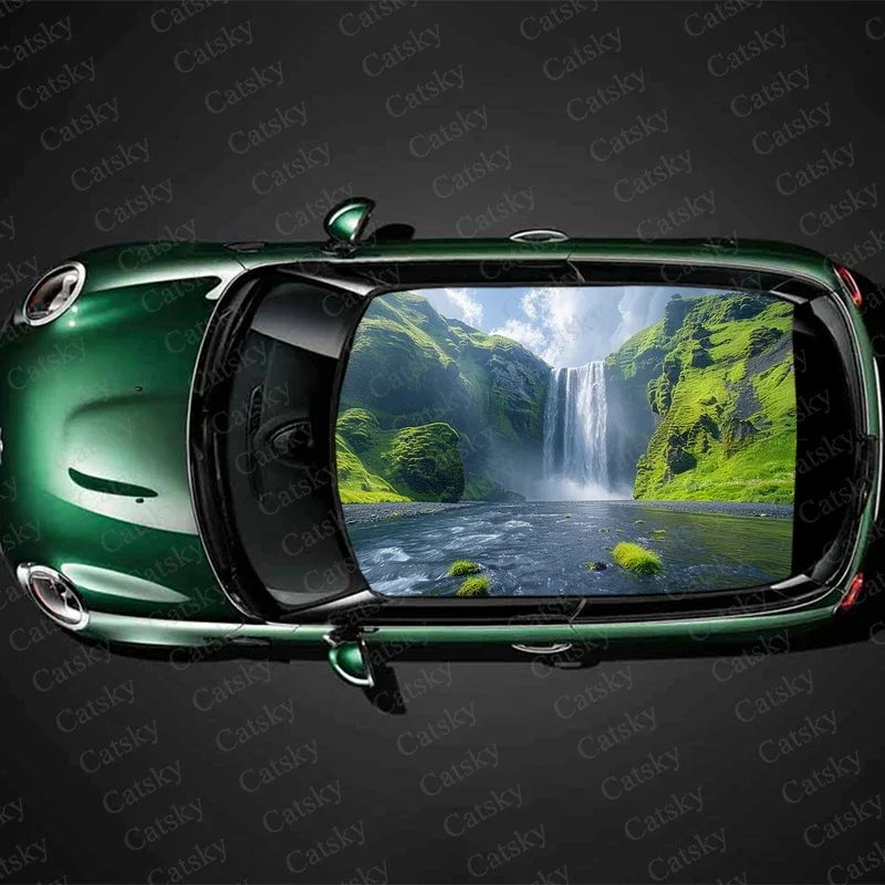 

Waterfall in Enchanting Forest Car Roof Sticker Wrap Racing SUV Accessories Packaging Painted PVC Custom Car Graphic Decal