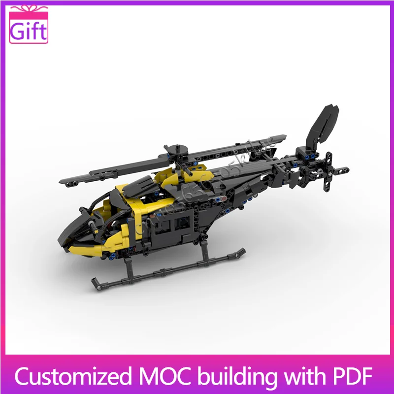 

573-детали MOC, современная авиационная серия, модель вертолета, здание, сделай сам, собранный самолет, развивающие детские игрушки, подарок на день рождения