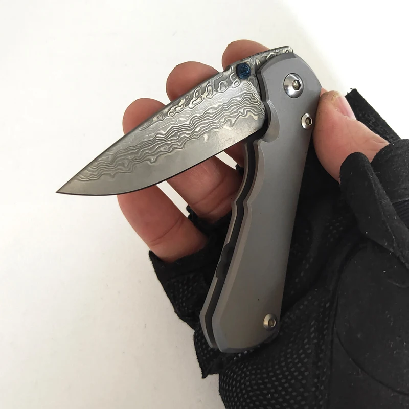 

Chung Kui Made Chris Reeve Small Inkosi Folding Knife Ti Handle Damascus Blade Pocket EDC Outdoor Equipment Survival Tools