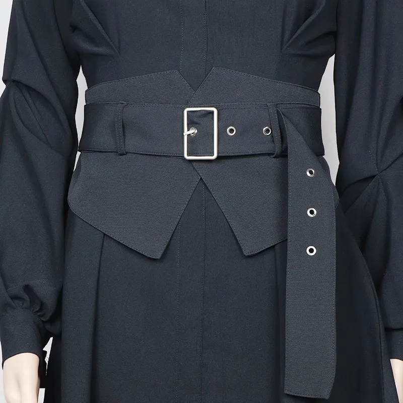 Women\'s Fashion Black Fabric Elastic Corset Female Cummerbund Coat Waistband Dress Decration Wide Belt J182