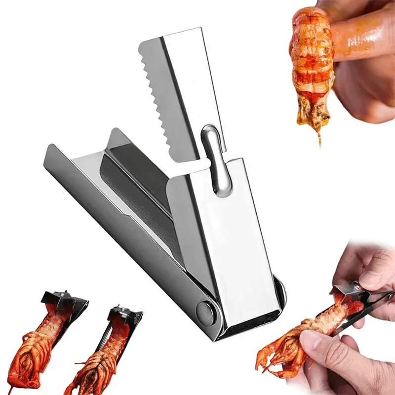 الإبداعية الأزياء الفولاذ المقاوم للصدأ جراد البحر المقشر المحمولة توفير العمالة جراد البحر مقشرة أداة سهلة تقشير الروبيان الذيل مقشرة البيت #2