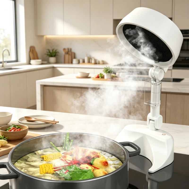 Rechargeable Foldable Desktop Range Hood Compact Kitchen Smoke Extractor Strong Suction Removable Filter Ivory White 미니 레인지 후드