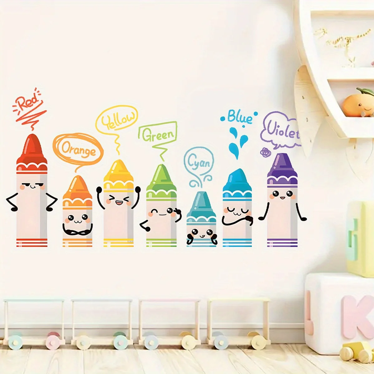 Cartoon Cute Colorful Pen English Graffiti Wall Stickers Removable for Bedroom Living Room Nursery Decoration Wall Decals