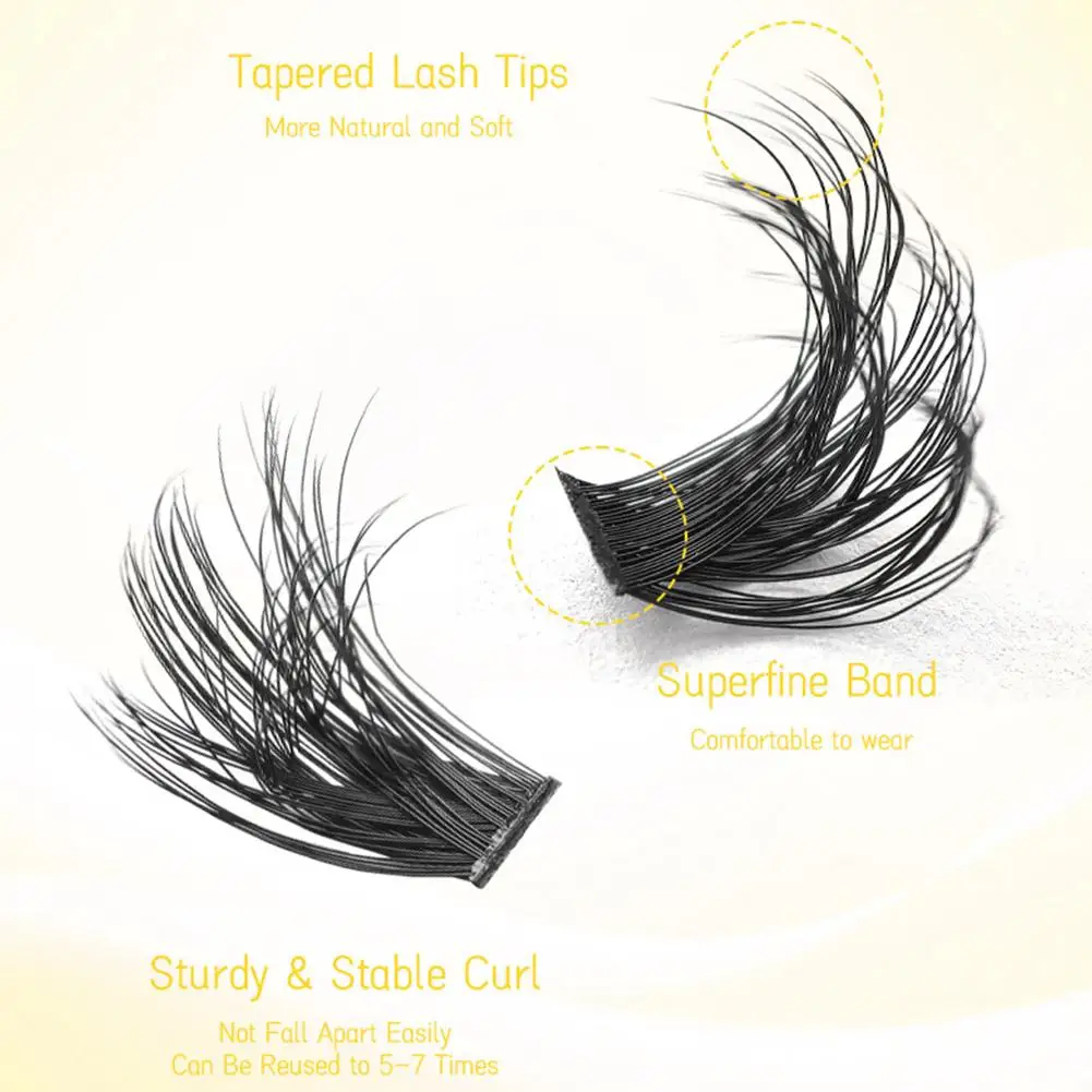 

Women No Need Glue Fox Eye Effect Fluffy False Eyelashes Self-adhesive Reusable Segmented Thick Winged Lash Daily Use