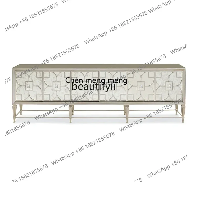 

X American light luxury solid wood TV cabinet, living room side cabinet, mirror decorative cabinet, storage locker