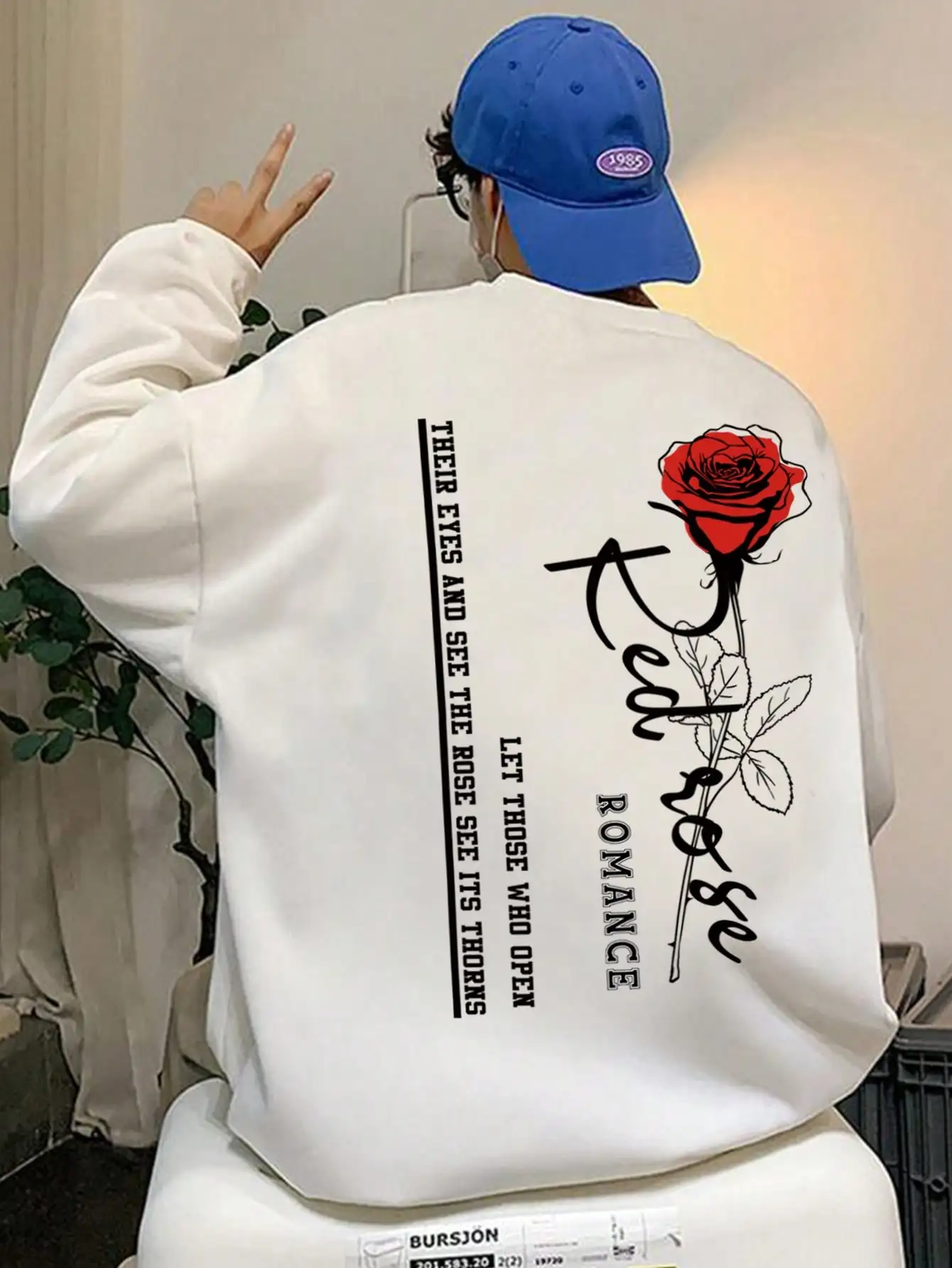 Harajuku Romance Red Rose Flower Printed Men Women Sweater Fashion Warm Hoody Funny Loose Streetwear Hip Hop Fleece Clothing