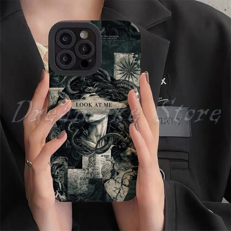 Collage Statues Snake Phone Cases for IPhone 11 Case 14 Pro Max 15 16 Pro Max IPhone Case for IPhone 13