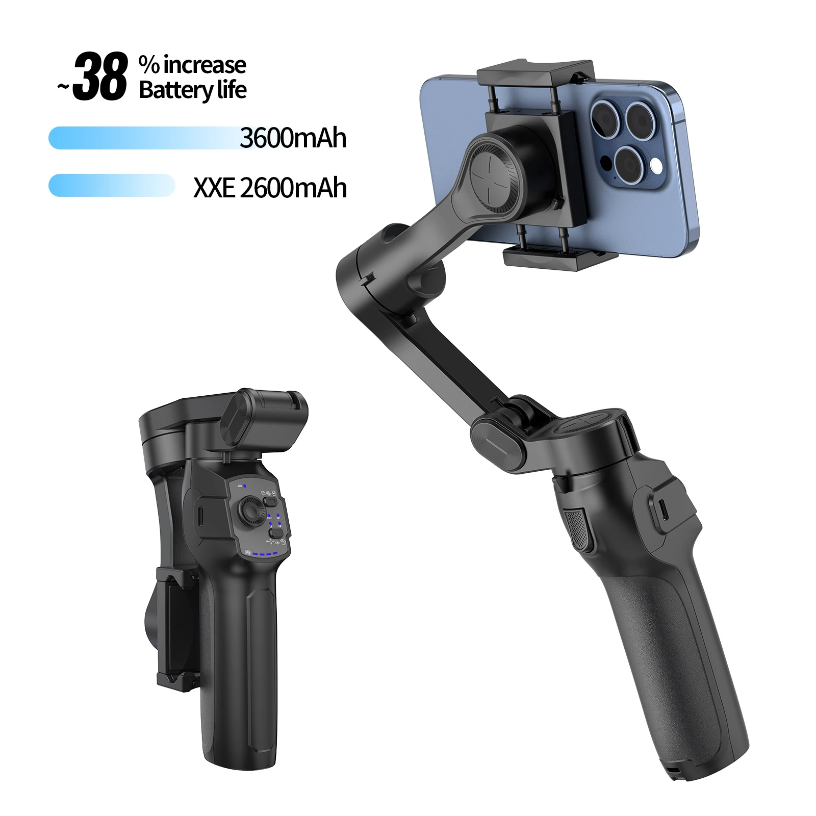 Comitok L9Lite Handheld 3-Axis Gimbal Stabilizer 3600mAh Fastcharging Anti Shake foldable Video Record with Selfie Tripod Tiktok