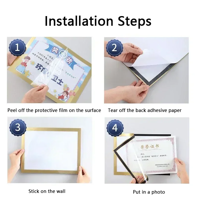الصور الحديثة جدار إطار الصورة المغناطيسي الذهب الأسود لينة الغراء إطار الصورة المشارك قماش اللوحة ذاتية اللصق عرض شماعات #3
