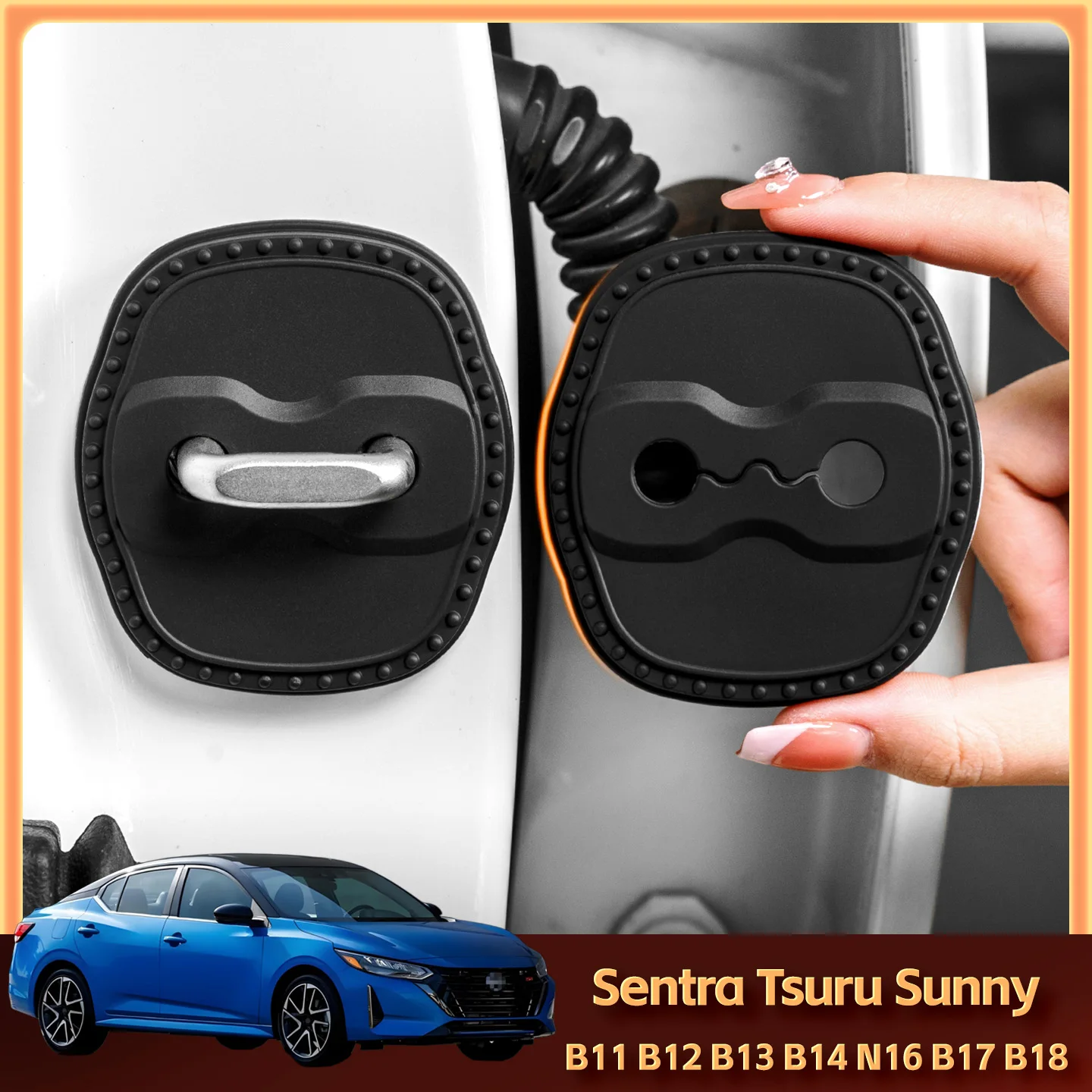 2/4Pcs Silicone Car Door Lock Cover Protective Decoration Case For Nissan Sentra Tsuru Sunny B11 B12 B13 B14 N16 B17 B18