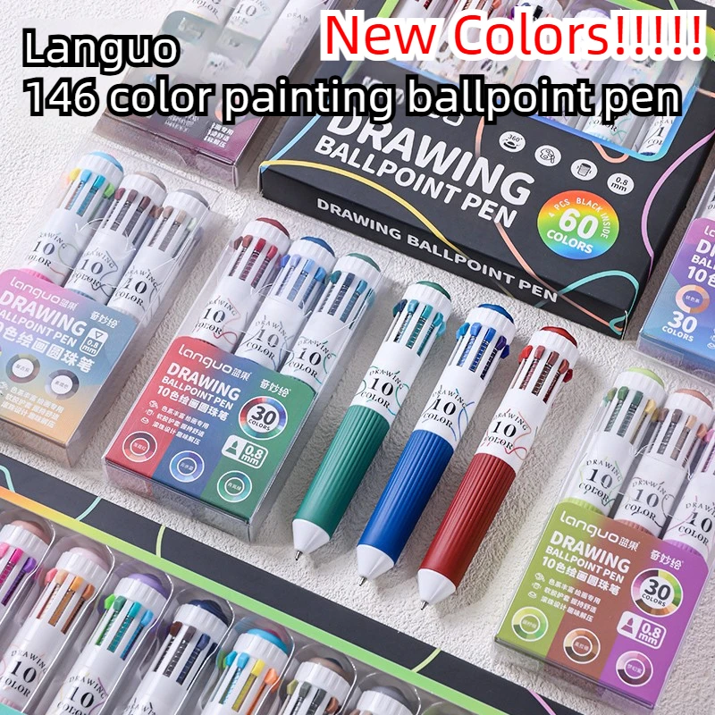 

Languo 146 Colors Ballpoint Pen 0.8mm Cartoon Soft Grip Press for Drawing Overlay Multicolor Writing Pen Office School Supplies