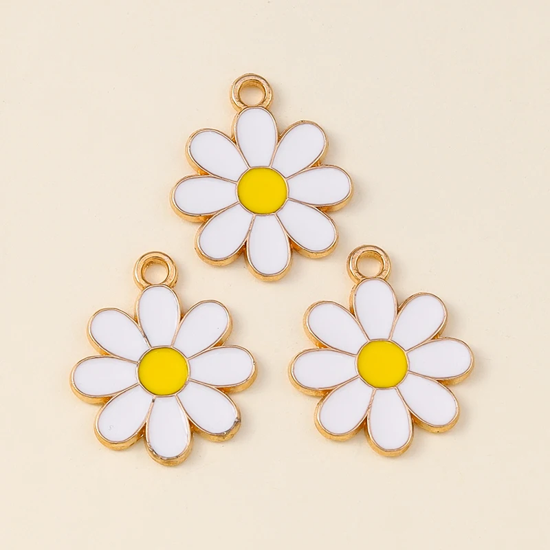 20 Stück niedliche bunte Emaille-Blumenanhänger für die Schmuckherstellung, Tropfenohrringe, Halsketten, Armbänder, DIY-Bastelzubehör ﻿ – Detail 8