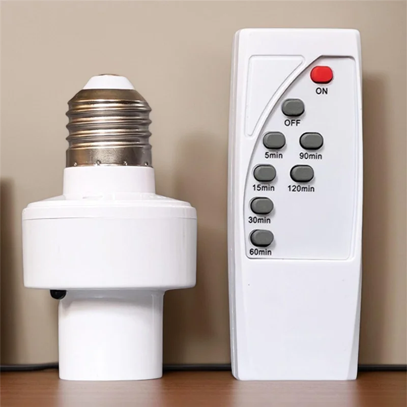 CQMF-E27 Bulb Base Holder Remote Control Light Bulb Socket Timing Function Wireless Lamp Base Holder For Closet Bedroom Attic