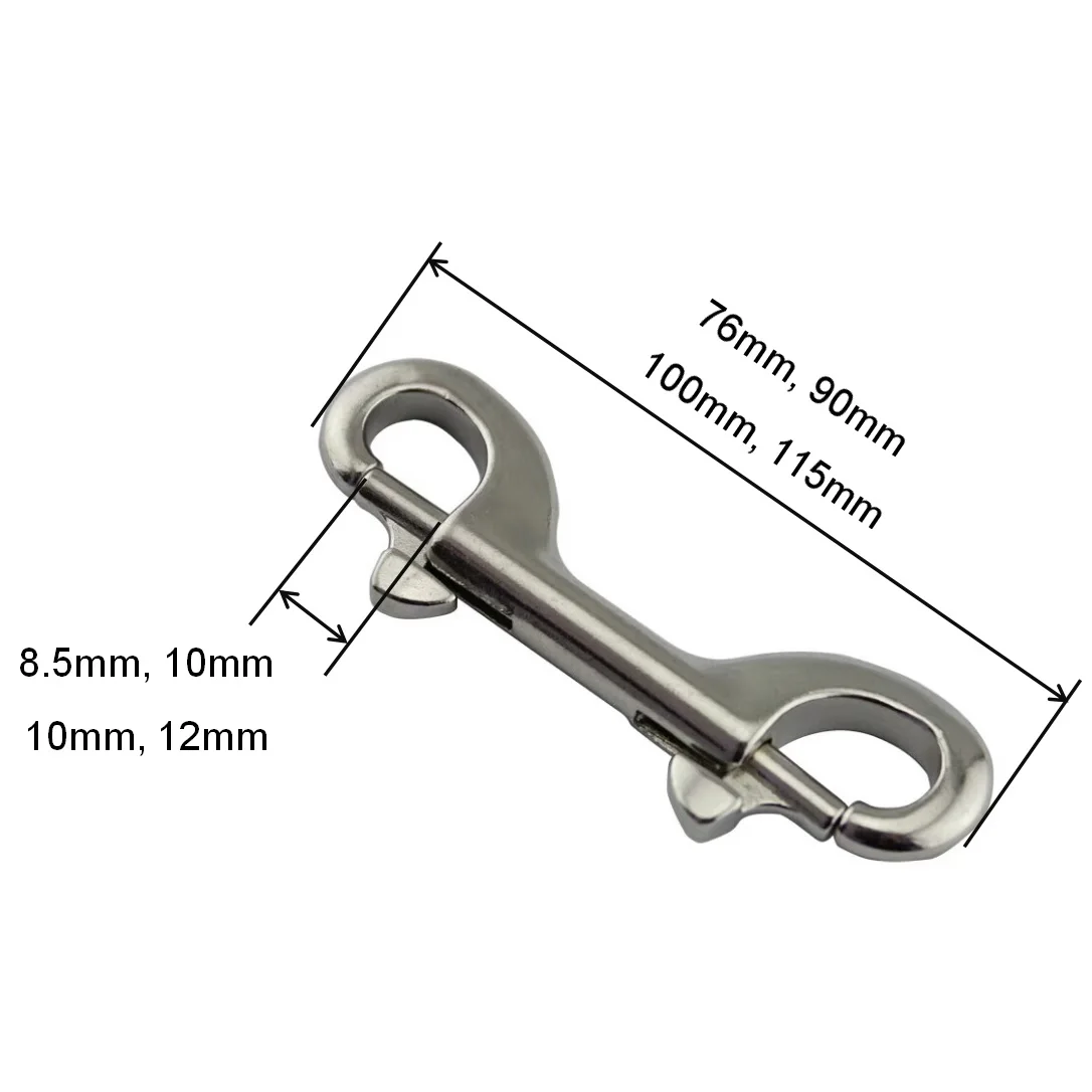 1PCS Double Ended Scuba Bolt Snap Stainless Steel 316 Heavy Duty 90mm 100mm 115mm Length Double Ended Locking Swivel Snap Hook