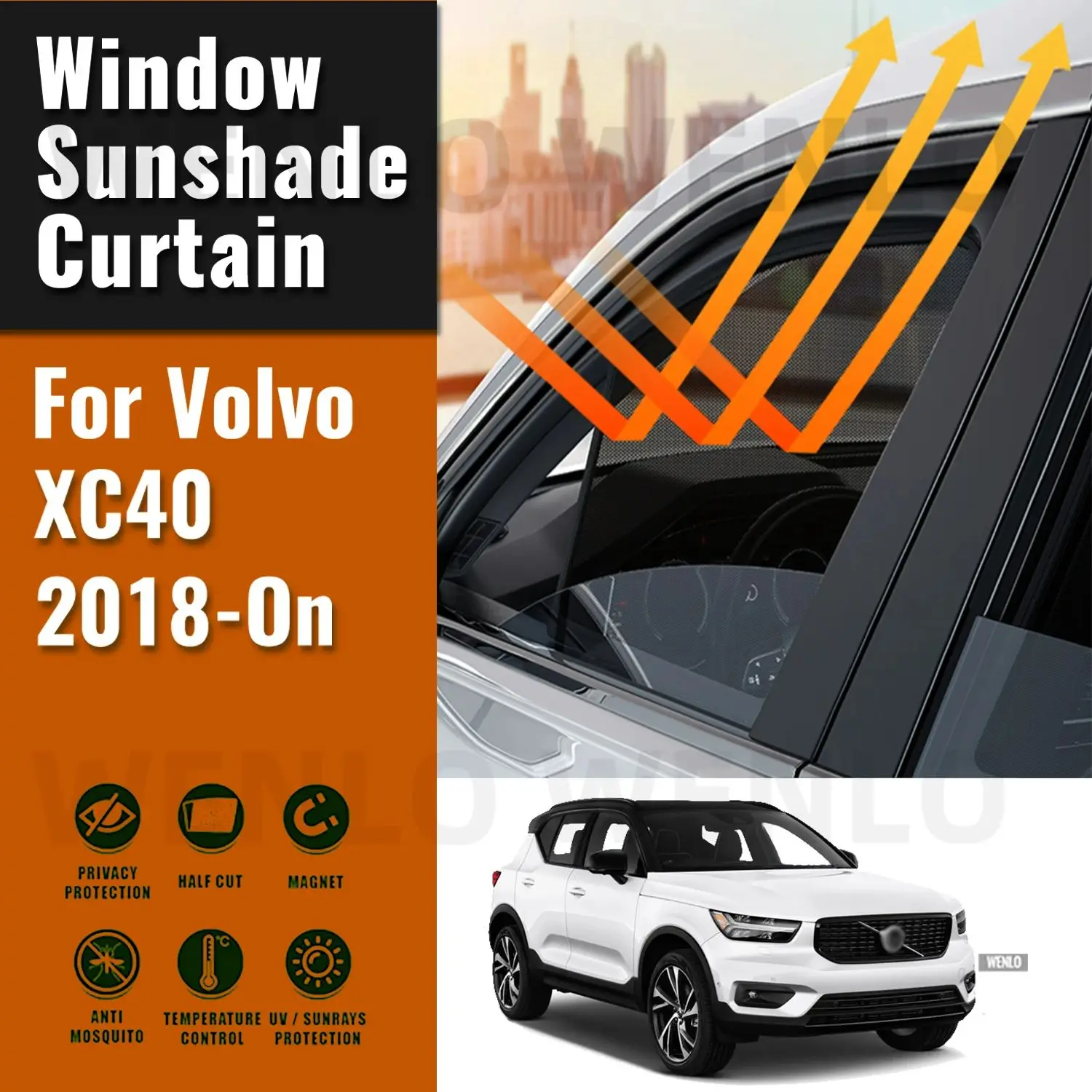 For Volvo XC40 2018 2019 2020 2021 2022 2023 2024 Car Window Sunshade Magnetic Curtain Sun Shade Visor Net Mesh Protect Kids