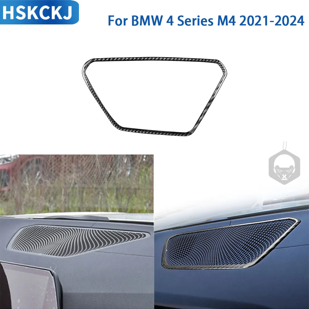 

For BMW 4 Series M4 2021-2024 Accessories Real Soft Carbon Fiber Interior Instrument Large Air Outlet Cover Trim Sticker