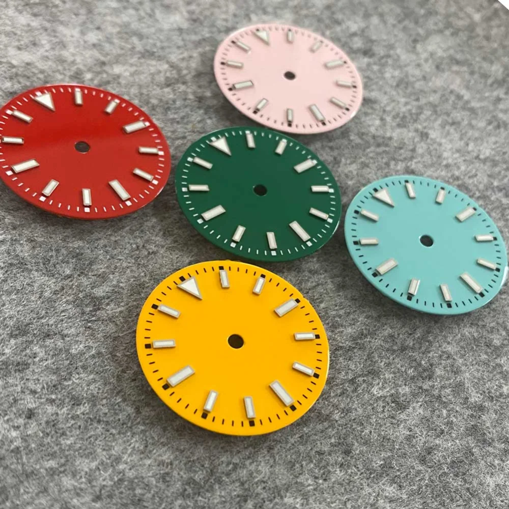 29mm Watch Dial with Green Luminous Colourful Watch Faces for NH35/ ETA 2836/ Japan 8215/ Mingzhu 2813 Movement