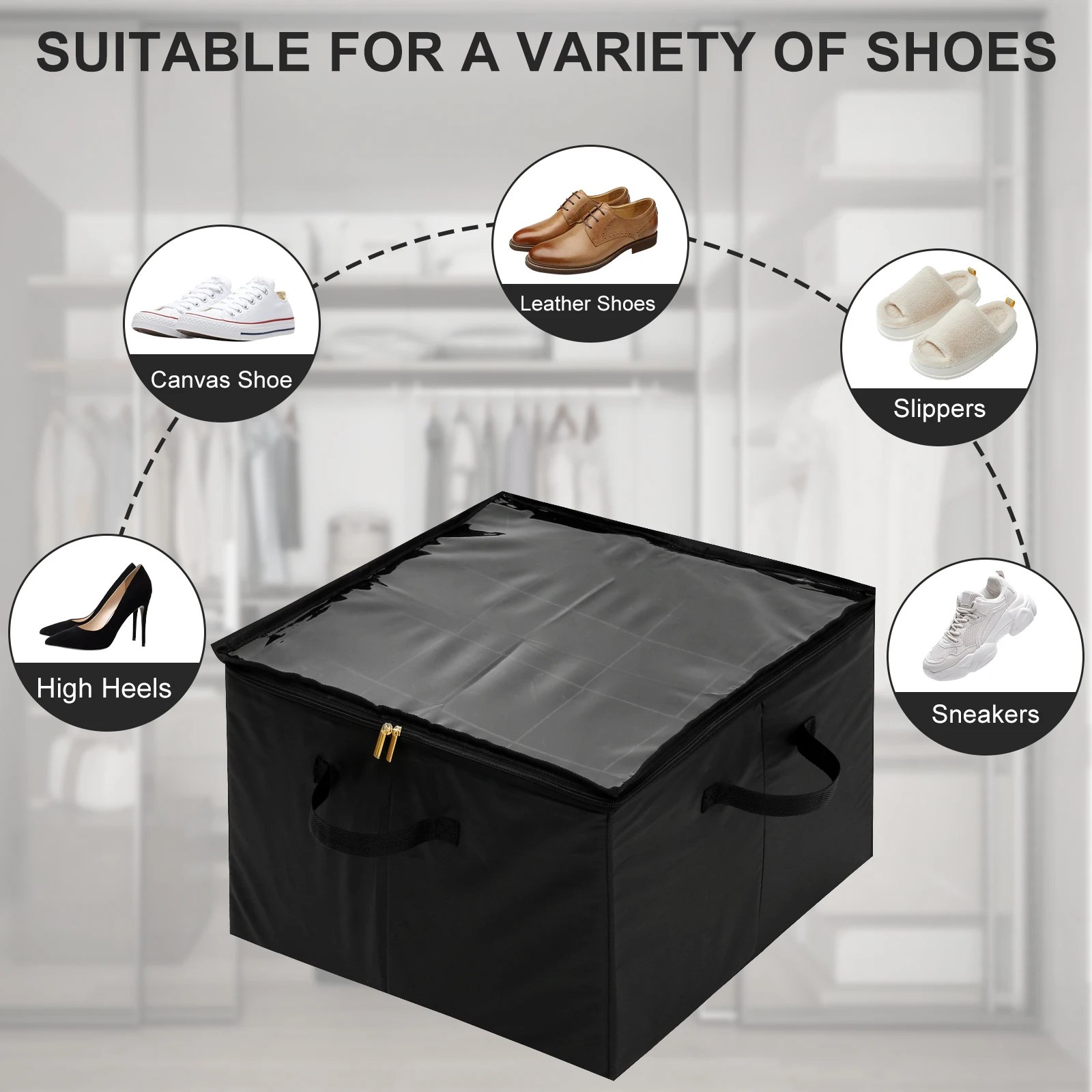 Shoe Storage Organizer with Transparent Lid Foldable Dustproof Shoe Storage Box Holds 20 Pairs of Shoes for Home Closet Sneakers