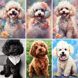 DIY 5D Diamond Painting ,Black Poodle Puppy Full Square Diamond Arts, White Poodle Dogs Embroidery Craft, Brown Poodles Gems Art